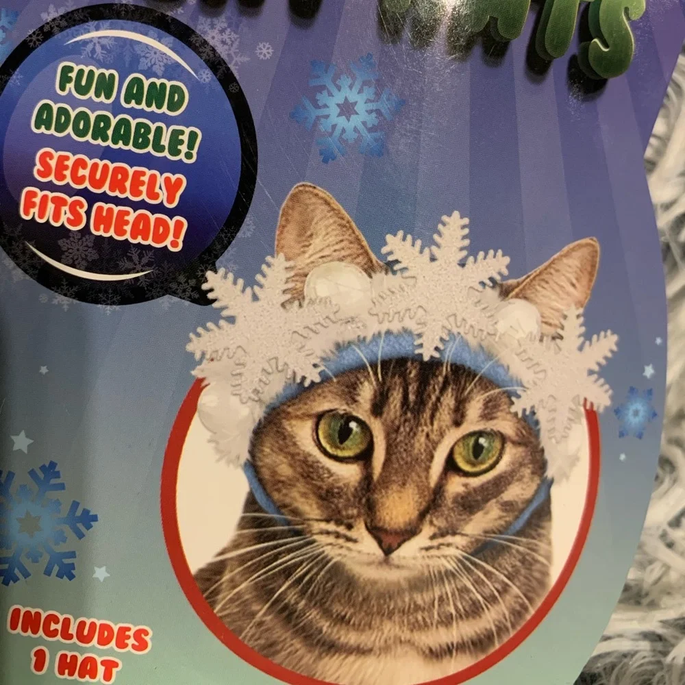 Holiday Cat Hat / Snowflake Halo Hat NEW In Box One Size